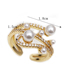 Fashion 8# Brass Zirconium Heart Open Ring