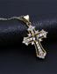 Fashion 7# Brass Gold Plated Diamond Cross Necklace