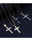 Fashion 8# Brass Gold Plated Diamond Cross Necklace