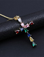 Fashion 3# Brass-set Pearl-set Zirconium Cross Necklace