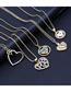 Fashion 6# Brass Gold Plated Zirconium Set Pearl Heart Necklace