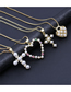 Fashion 2# Brass Diamond And Pearl Heart Necklace