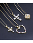 Fashion 5# Brass Diamond And Pearl Cross Necklace
