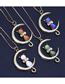 Fashion Orange Needle Box Chain Bronze Crystal Cat Moon Necklace