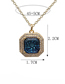 Fashion Blue Bronze Geometric Octagon Crystal Necklace
