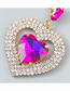 Fashion Rose Red Alloy Diamond Heart Stud Earrings