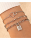 Fashion Silver Color Alloy Geometric Ring Small Lock Anklet Set