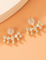 Fashion Silver Color Alloy Diamond Set Pearl Pentagram Stud Earrings
