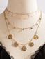 Fashion Gold Alloy Round Rice Beads Heart Tassel Multilayer Necklace