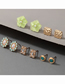 Fashion Color Set Of Five Resin Diamond Geometric Flower Pearl Stud Earrings