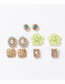 Fashion Color Set Of Five Resin Diamond Geometric Flower Pearl Stud Earrings