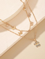 Fashion Gold Alloy Diamond Cherry Butterfly Double Layer Necklace