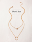Fashion Gold Alloy Diamond Geometric Hoop Double Necklace