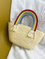 Fashion Creamy-white Cotton Woven Rainbow Handbag