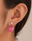 Fashion Pink Ear Buckle M-397 Alloy Drip Oil Love Earrings