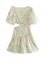 Fashion White Smudged Off-waist Short Sleeve Dress
