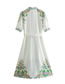 Fashion White Printed Lace Short Sleeve Dress