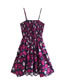 Fashion Purple Printed Irregular Pleated Slip Dress