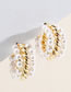 Fashion Gold Alloy Pearl Multilayer C-shaped Stud Earrings