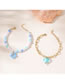 Fashion Blue Alloy Imitation Pearl Beaded Flower Bracelet Set