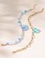 Fashion Blue Alloy Imitation Pearl Beaded Flower Bracelet Set