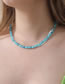 Fashion Blue Alloy Snake Chain Beaded Double Layer Necklace