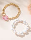 Fashion Gold Alloy Pearl Chain Heart Double Bracelet