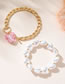 Fashion Gold Alloy Pearl Chain Heart Double Bracelet
