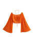 Fashion Orange Solid Lace Layered Pleated Top