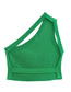 Fashion Green Solid Color Knitted One-shoulder Top