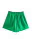Fashion Green Silk-satin Solid Elastic Shorts