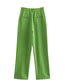 Fashion Green Solid Ridge Straight-leg Pants