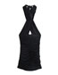 Fashion Black Solid Pleated Cross Knot Dress
