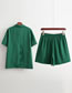 Fashion Green Solid Color Suit Short Sleeve Two Piece Suit