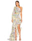 Fashion Floral One Shoulder Cutout Asymmetric Lace Dress