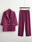 Fashion Purple Solid Color Suit Wide Leg Pants Two Piece Set