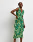 Fashion Green Printed Irregular Sleeveless Cake Dress