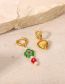 Fashion Gold Stainless Steel Asymmetric Heart Flower Glass Drop Earrings