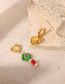 Fashion Gold Stainless Steel Asymmetric Heart Flower Glass Drop Earrings