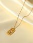 Fashion Gold Stainless Steel Diamond Square Tag Necklace