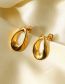 Fashion Gold Stainless Steel Cutout Geometric Drop Stud Earrings