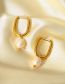 Fashion Gold Stainless Steel Pearl Oval Earrings