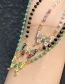 Fashion Color Bronze Zircon Drop Oil Butterfly Pendant Crystal Bead Necklace