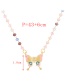 Fashion Color Bronze Zircon Drop Oil Butterfly Pendant Crystal Bead Necklace