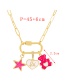 Fashion Yellow Bronze Zircon Drop Oil Bear Alphabet Pentagram Pendant Necklace