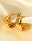 Fashion Gold Stainless Steel Double Layer C-shaped Stud Earrings