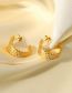 Fashion Gold Stainless Steel Convex C Shape Stud Earrings