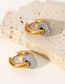 Fashion Gold Stainless Steel Diamond Hoop Earrings
