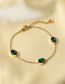 Fashion Green Stainless Steel Diamond Oval Bracelet