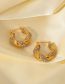 Fashion Gold Stainless Steel Rhinestone Twist O-shaped Earrings
